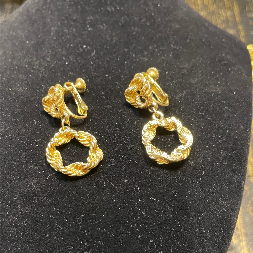 Elegant Gold-Tone Twisted Hoop Earrings